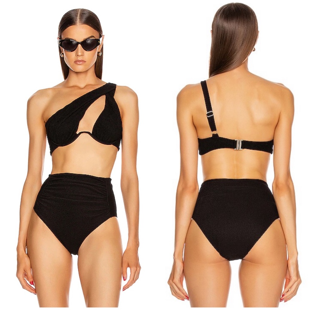 Self-Portrait Black Asymmetrical High-Waist Bikini